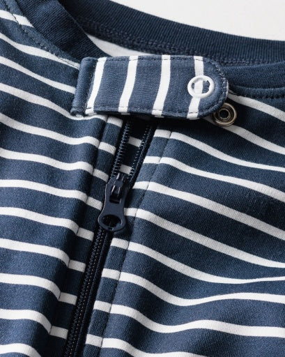 Petite Plume Baby's Pima Snug Fit Romper - Navy Stripes
