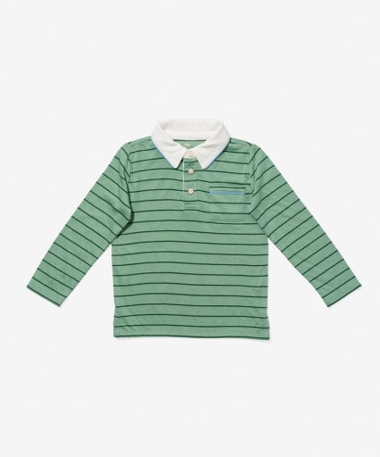 Oso & Me Parker Polo - Sage Fine Stripe