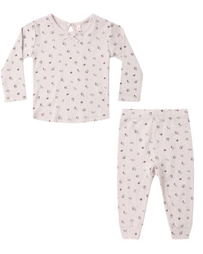 Quincy Mae Pointelle Long Sleeve Tee + Legging Ditsy