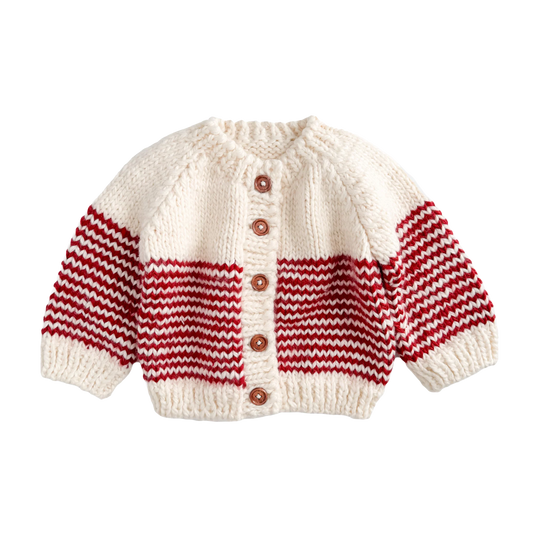 The Blueberry Hill Stripe Cardigan, Red Baby Holiday