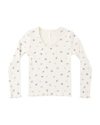 Rylee + Cru Ribbed Long Sleeve Natural Ditsy