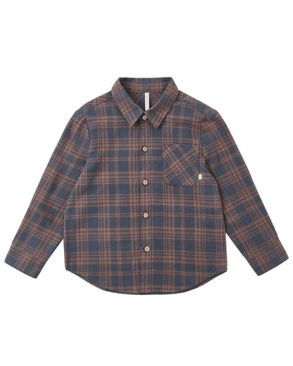Rylee + Cru Collared Long Sleeve Shirt Midnight Plaid
