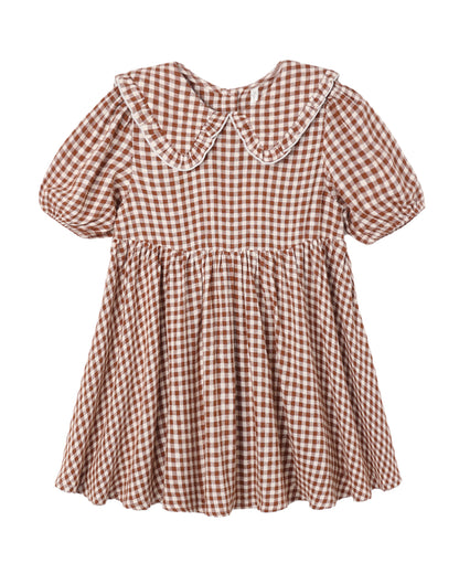 Rylee + Cru Camille Dress Brick Check