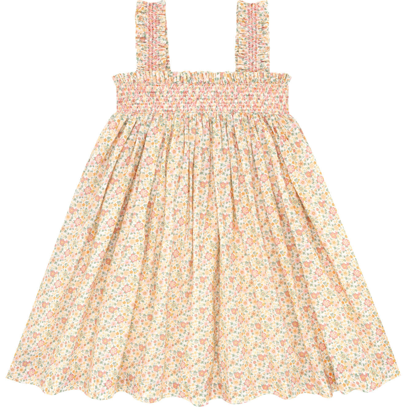 Minnow Smocked Square Neck Ruffle Strap Dress