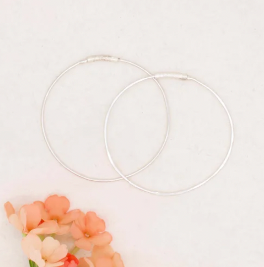 River Song Wobbly Silver Hammered Hoops