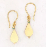 River Song Golden Tear Earrings w/Tiny Turquoise Dot