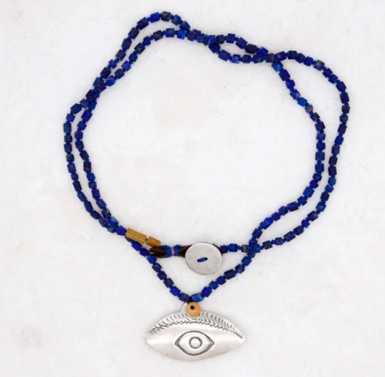 River Song Seeing Eye Charm w/Knotted Lapis Necklace