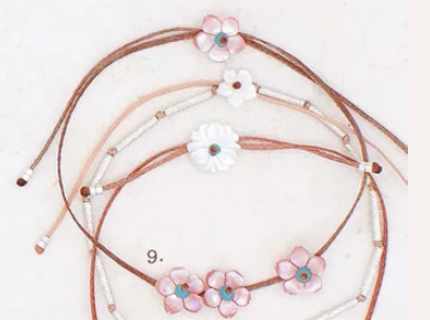 River Song Pink Garland Bracelet w/Mother Of Pearl Flowers