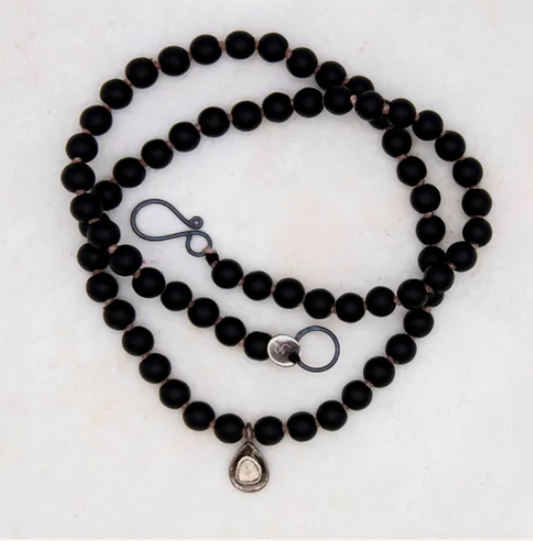 River Song Onyx w/Polki Diamond Necklace