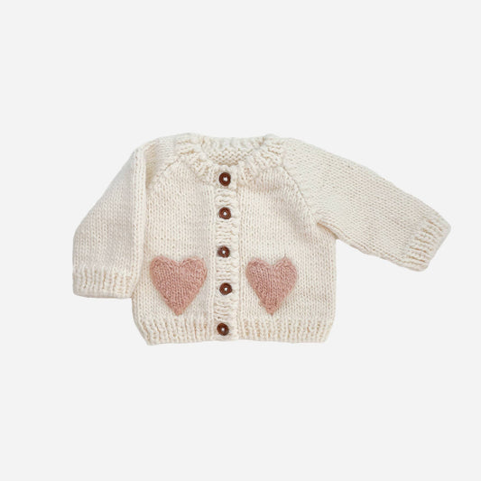 The Blueberry Hill - Heart Cardigan, Blush | Baby & Kid Valentine's Sweater